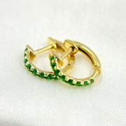 14K Solid Gold Blue Sapphire Huggies